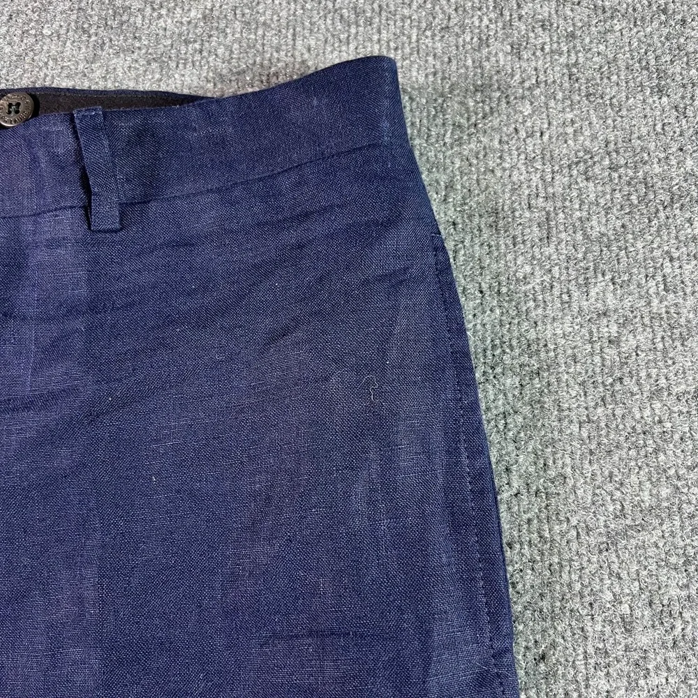 Polo Ralph Lauren Pants Men's 34 Navy Blue 100% Flax Flat Front Straight Preppy